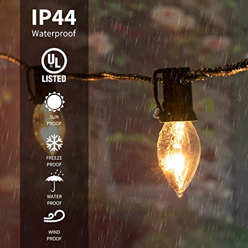 C9 Christmas String Lights Outdoor 100Ft Vintage Christmas Tree Lights For Indoor Outdoor Roofline Patio Room Holiday Party Back