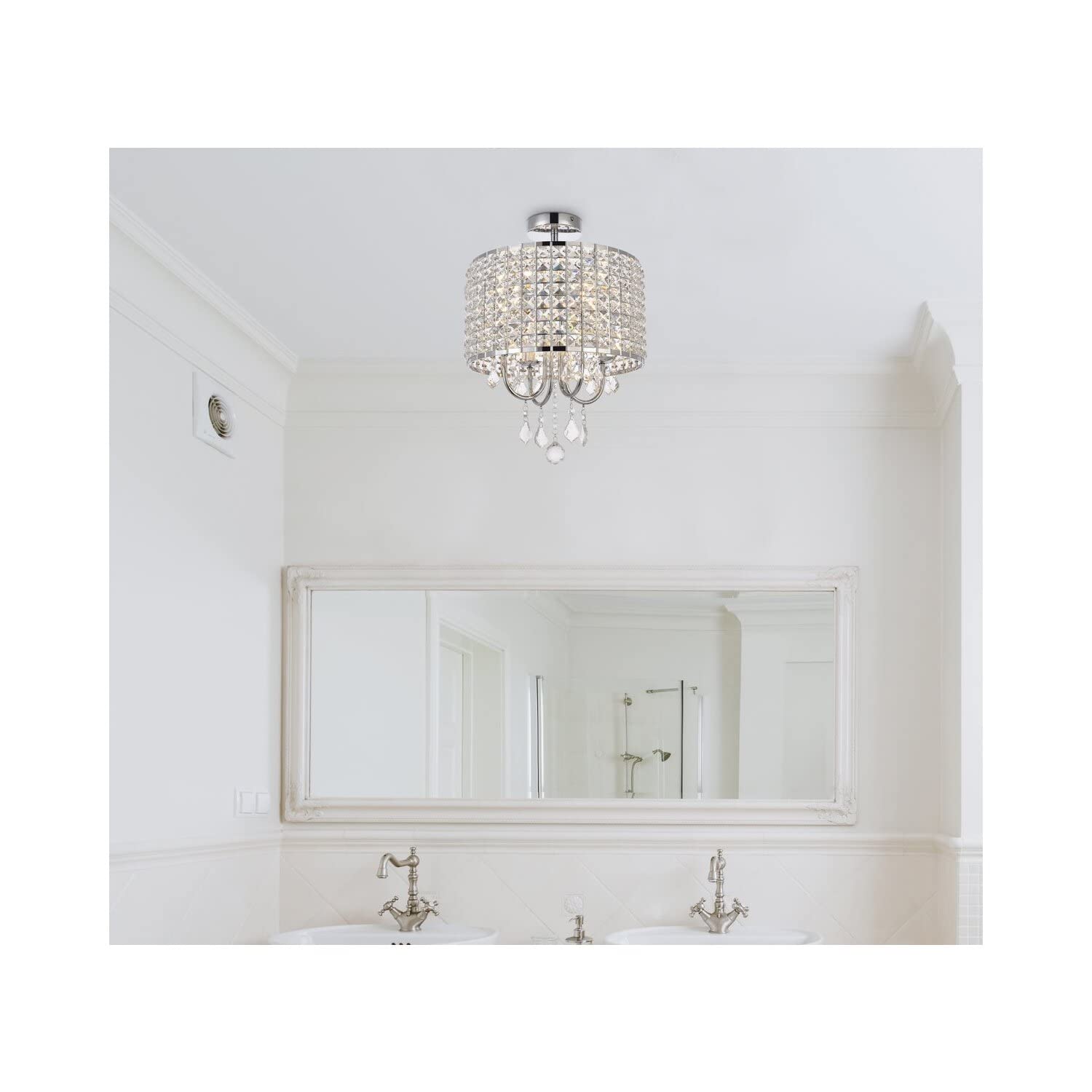 Living District Elise 4-Light Transitional Style Metal Flush Mount in Chrome