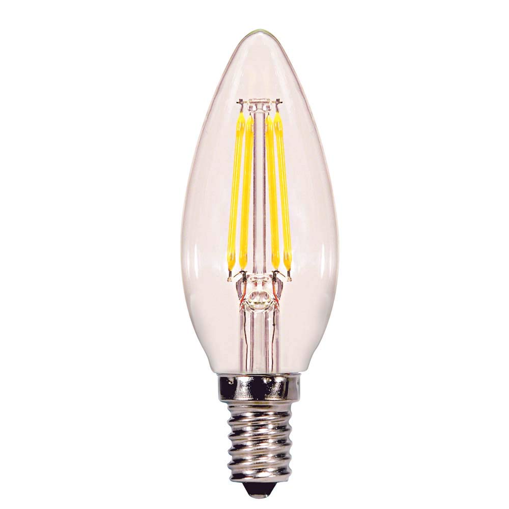 Satco Candelabra Bulb, Clear Glass, 3.88 inches, Model S29890