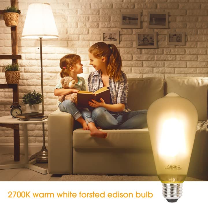 ASOKO ST64 LED Edison Bulbs, 6W Equivalent 60W, 2700K Warm White, Dimmable, 6 Pack