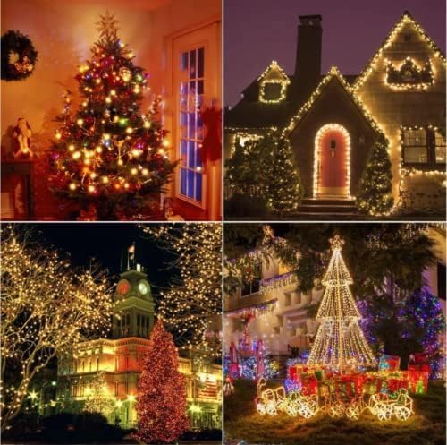 Kaq 2Pk 100Led Warm White C9 Christmas Lights Waterproof Indoor Outdoor  98Ft Extendable C9 String Lights Plug In With 13 Lighting Modes  Christmas Decorations For Party Patio  Outside Yard Decor