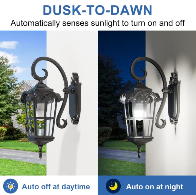 TJOY Dusk to Dawn LED Light Bulbs, 9W 5000K Daylight, E26 Base, 4 Pack, Energy Efficient Automatic On/Off Photocell for Outdoor Use