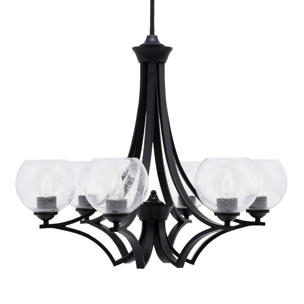 Toltec Lighting 566-MB-4100 Zilo - 6 Light Uplight Chandelier-23 Inches Tall and 26.5 Inches Wide, Finish Color: Matte Black, Glass Color: Clear Bubble