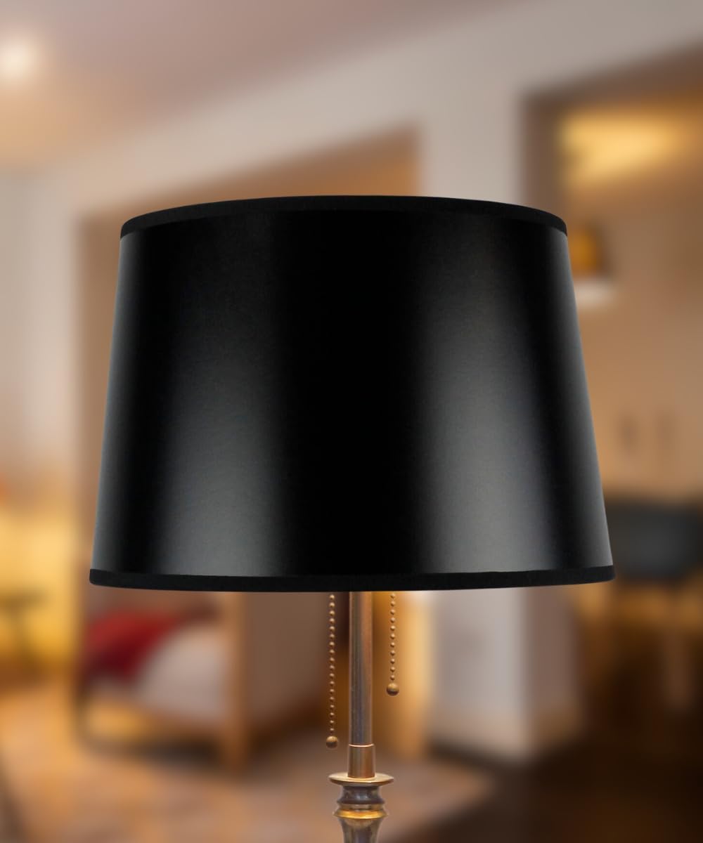 HomeConcept Hardback Drum Lampshade Black Parchment Brass Spider Fitter 10x12x08 Medium