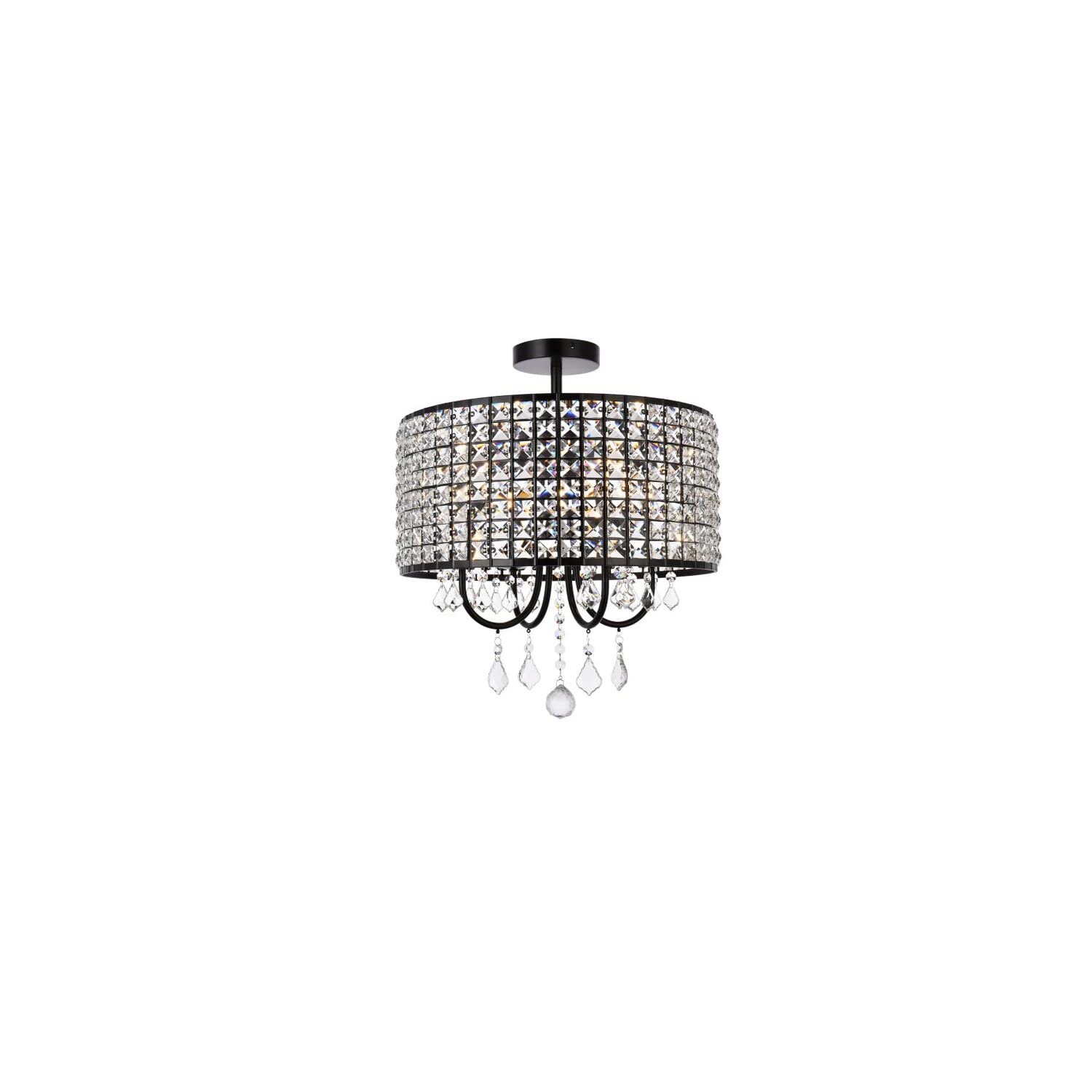 Living District Elise 4-Light Transitional Metal Flush Mount in Black