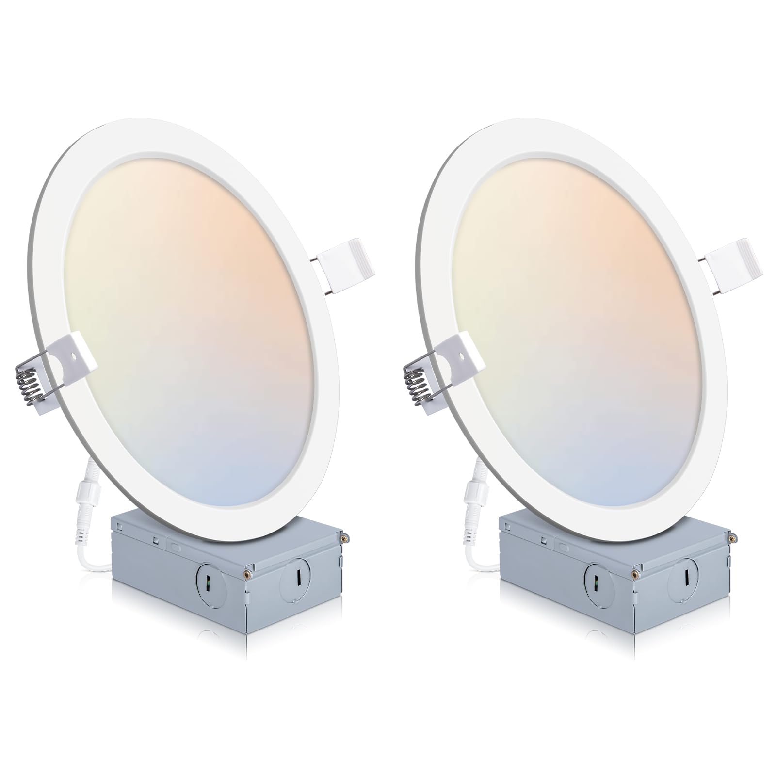 2 Pack Recessed Lighting 8 Inch with Junction Box, 5CCT 8 Inch LED Recessed Lights Dimmable 2700K/3000K/4000K/5000K/6000K, 18W 1