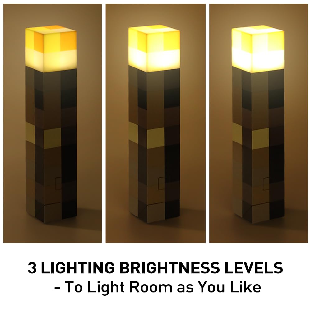 Vatitont Light-Up Wall Torch With 3 Lighting Levels - Usb Rechargeable Night Lamp - Torch Light With Wall Mount & Hand Held, Led Lighting Torch For Kid'S Bedroom Gaming Decoration