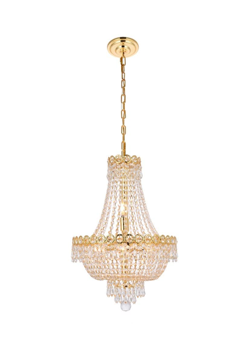 Elegant Lighting 8-Light Crystal Chandelier, Gold Finish, 16in x 20in, Model 1900D16G/RC