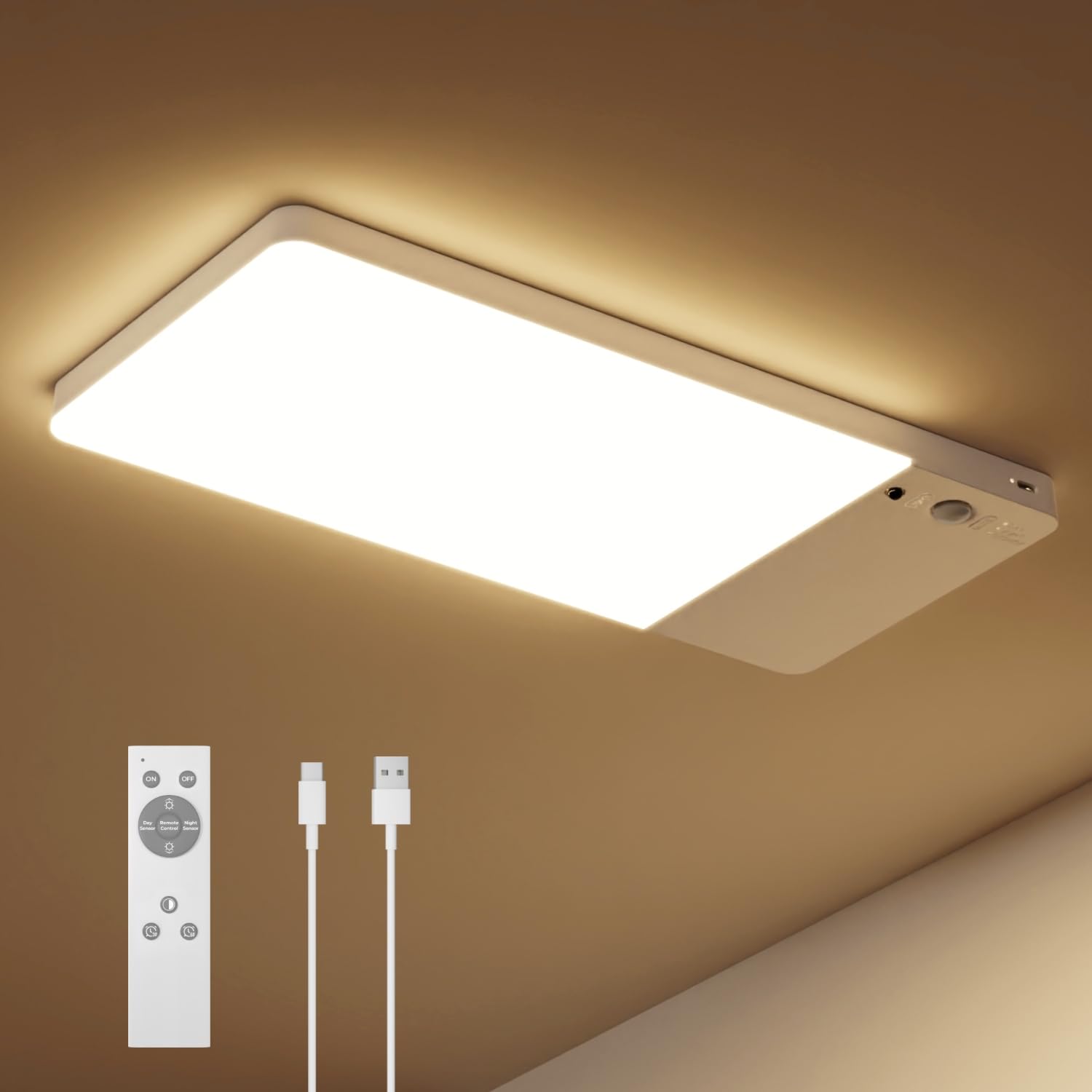 Fulen Rechargeable Motion Sensor Ceiling Light Upgraded,Closet Light With 12000Mah Battery, Led Shower Lights, Ceiling Lamp For 