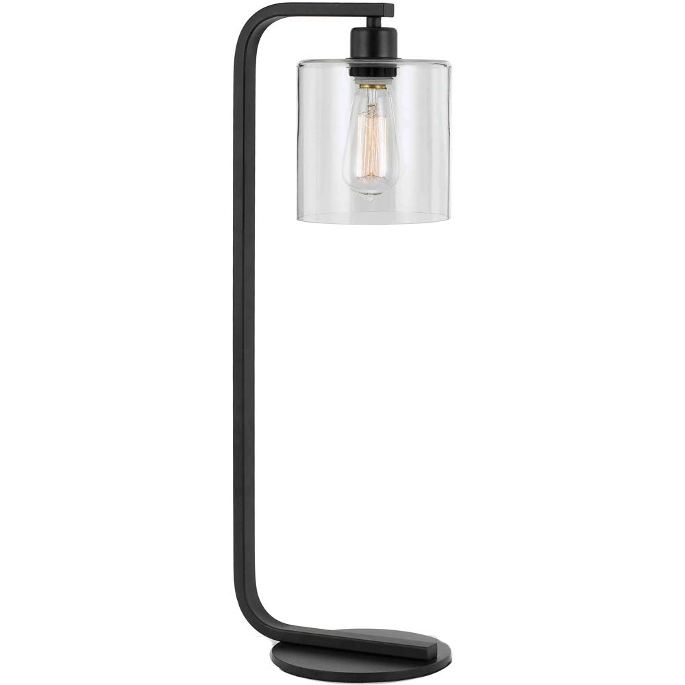 AF Lighting Lowell Plug-in Table Lamp with Online Rocker Switch, Desk Lamp with Matte Black Finish and Clear Glass Shade, Small Lamp Perfect for Bedside, Night Stand, Dorm, or Office