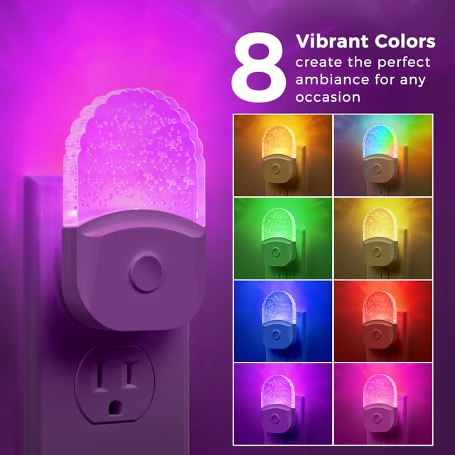 Night Lights Plug Into Wall  Color Changing Night Light For Kids  Rgb Night Lights Plug Into Wall 2 Pack  Soft White Nightlights Plug In With Dusk To Dawn Sensor For Kid Bedroom  Gift  Bathroom