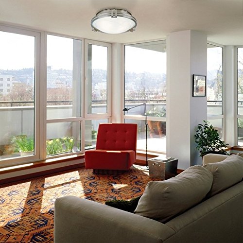 Possini Euro Design Flush Mount Light, 12 3/4in Wide, Brushed Nickel with Marbleized Glass Bowl Shade, Model 18609