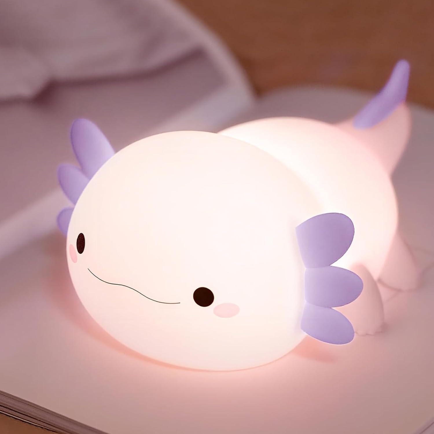 Axolotl Night Light for Kids Cute Purple Axolotl Lamp  LED Squishy Nursery Nightlight  Food Grade Soft Silicone Novelty Animal Bedside Lamp Adorable Room Decor   Axolotl Gitfs for Mother Girls Baby