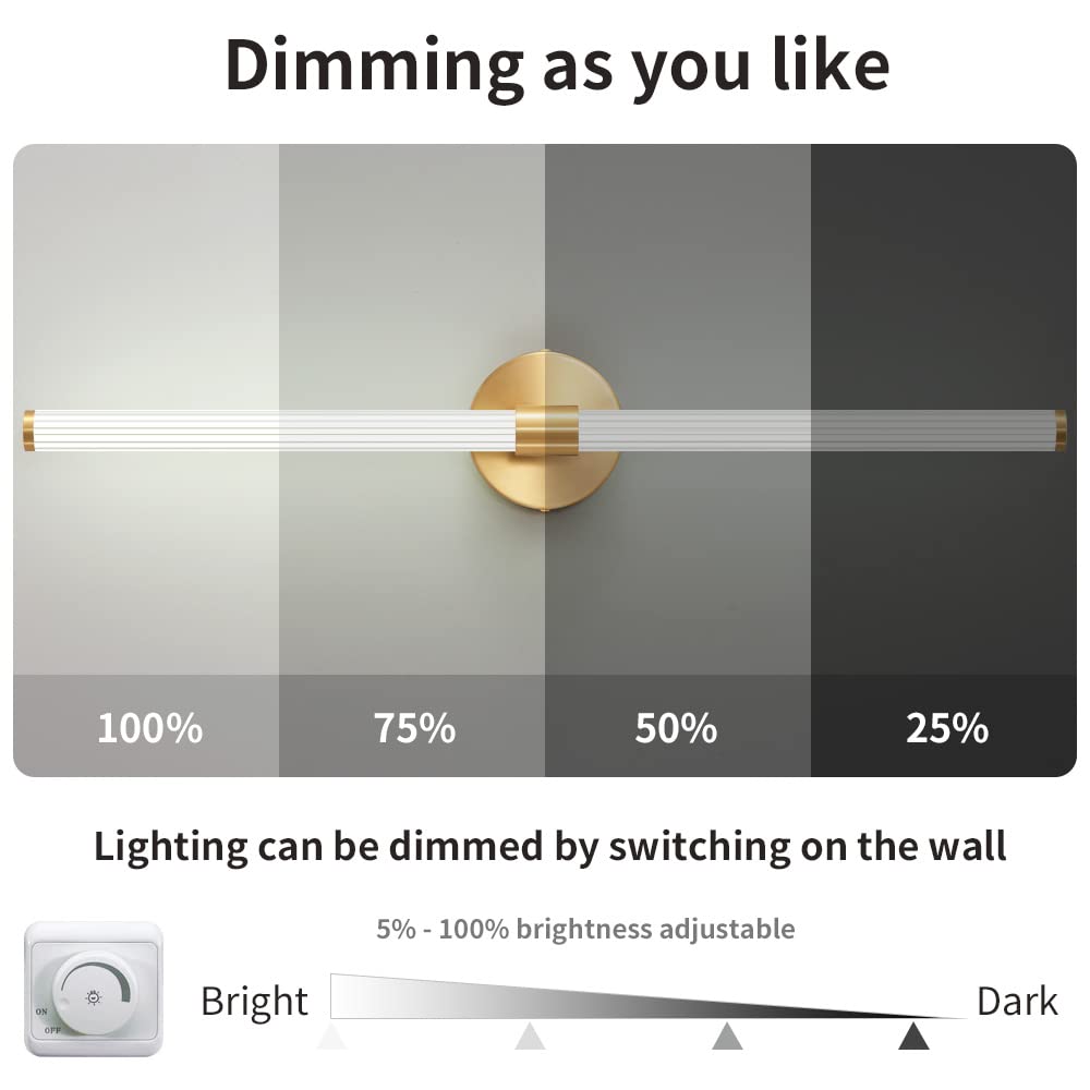 Gednbo Glod Wall Sconces Set Of 2 Hardwired  Dimmable 5Cct Led Bathroom Light Fixtures Over Mirror  360 Full Lighting 31 Long Vanity Light Bar Modern Wall Sconce For Bathroom Bedroom Living Room