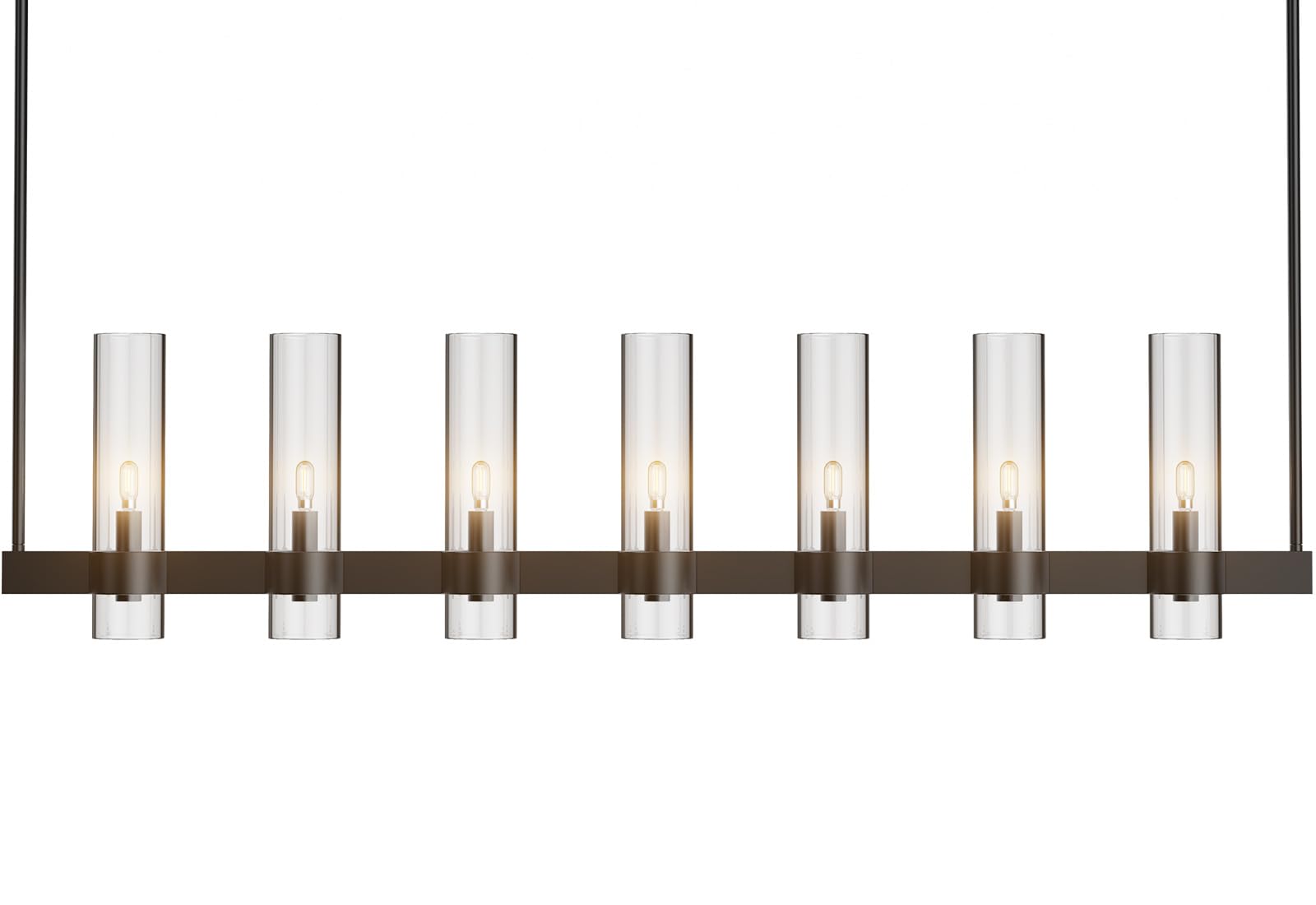 Yiosi Black Kitchen Island Lighting- 7-Light Linear Chandelier  Adjustable 47 Modern Farmhouse Rectangle Pendant Light Fixtures  Dining Room  Bedroom