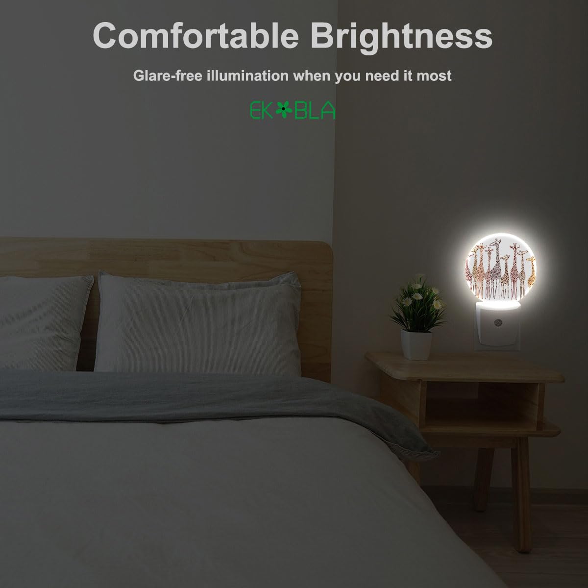 Ekobla Giraffe Night Lights Plug Into Wall Funny Animal Led Dusk To Dawn Night Lamp Auto Sensor For Home Indoor Bathroom Hallway
