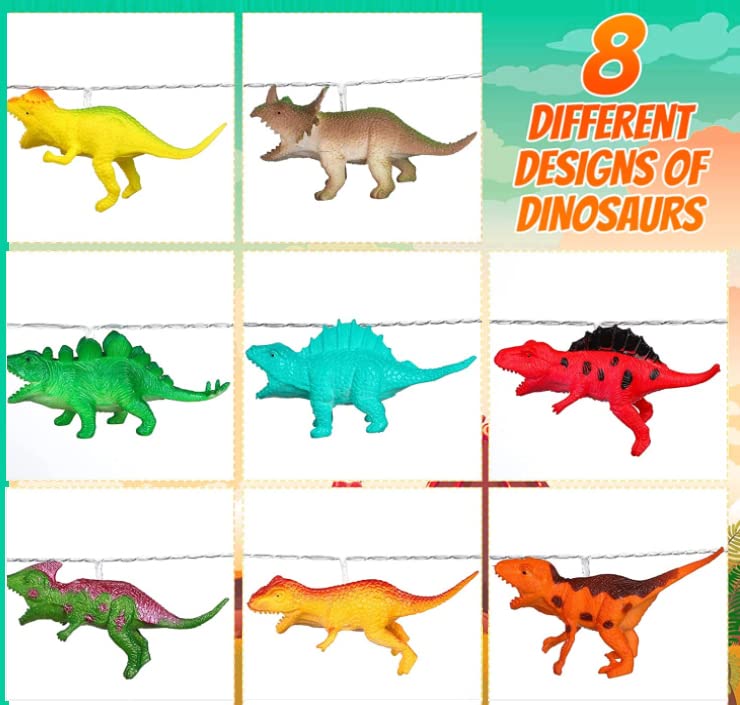 Hoolight Dinosaur String Lights With Bright Dinosaurs Realistic Looking Dinosaur Lights 8 Leds Children Gift Plastic Toy Super Fun Dino Lights