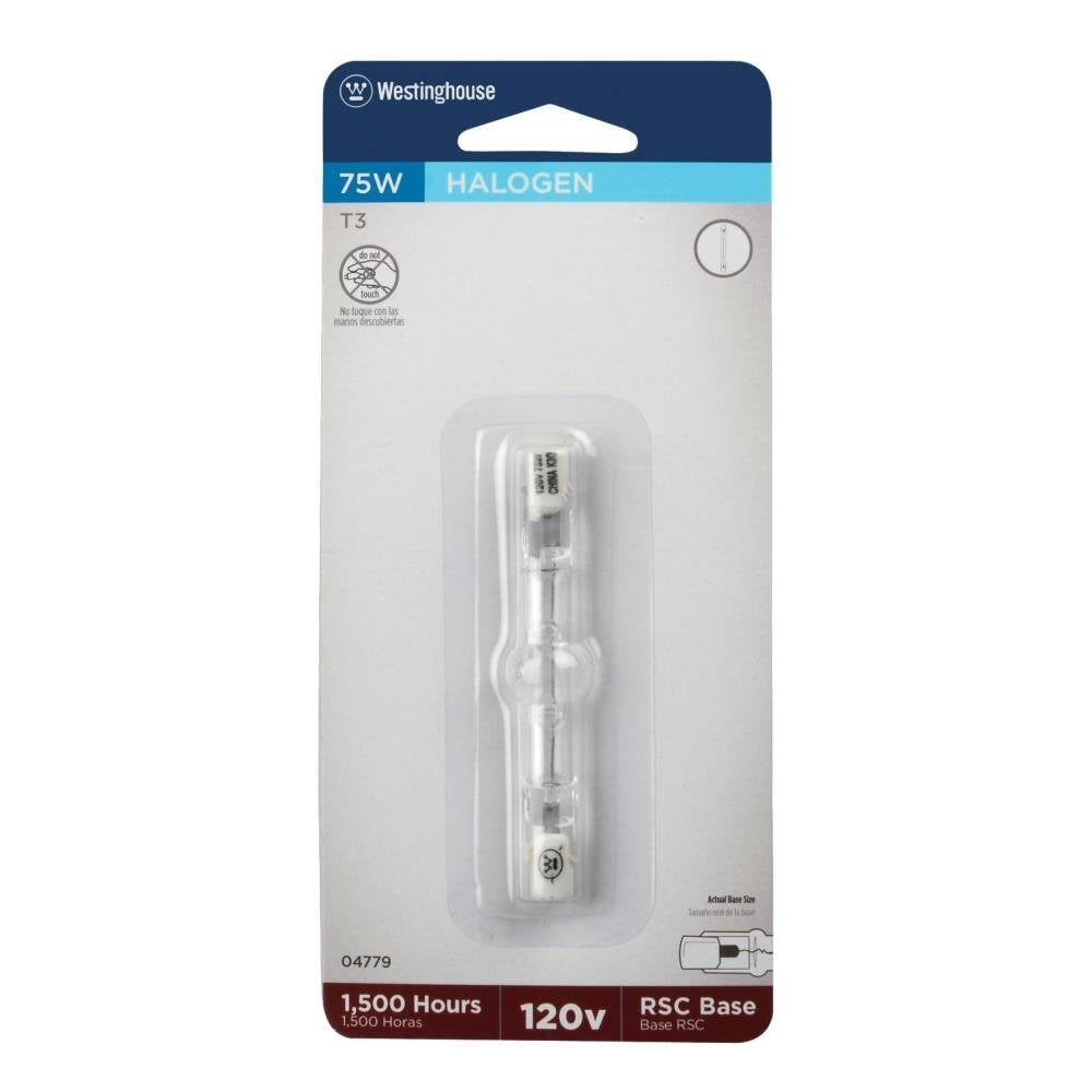 Westinghouse Lighting 04779 Corp 75-Watt T3 Double Ended Halogen Bulb, Clear, 1 Count (Pack Of 1)