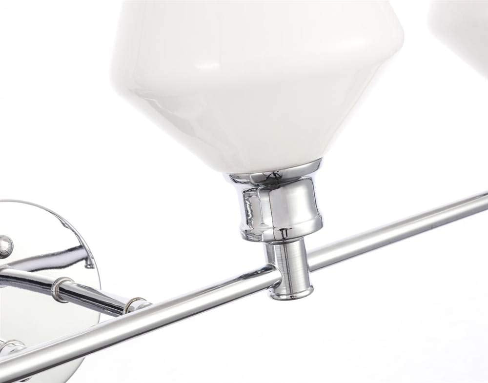 Living District 4-Light Industrial Wall Sconce, Chrome & Frosted White Glass, Model LD2321C, Mid-Century Modern Design
