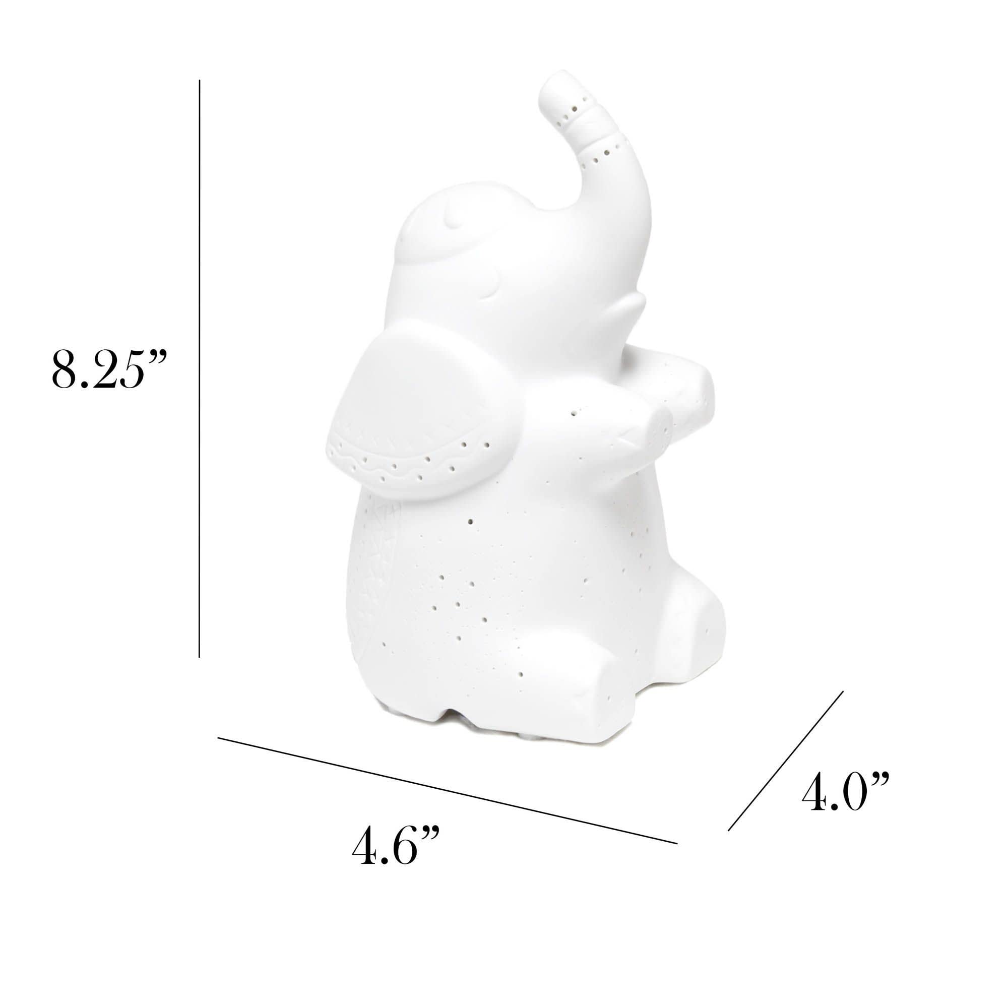 Simple Designs Elephant Night Light Table Lamp, White Porcelain, 4.56x4.01x8.18, Model LT3337-WHT