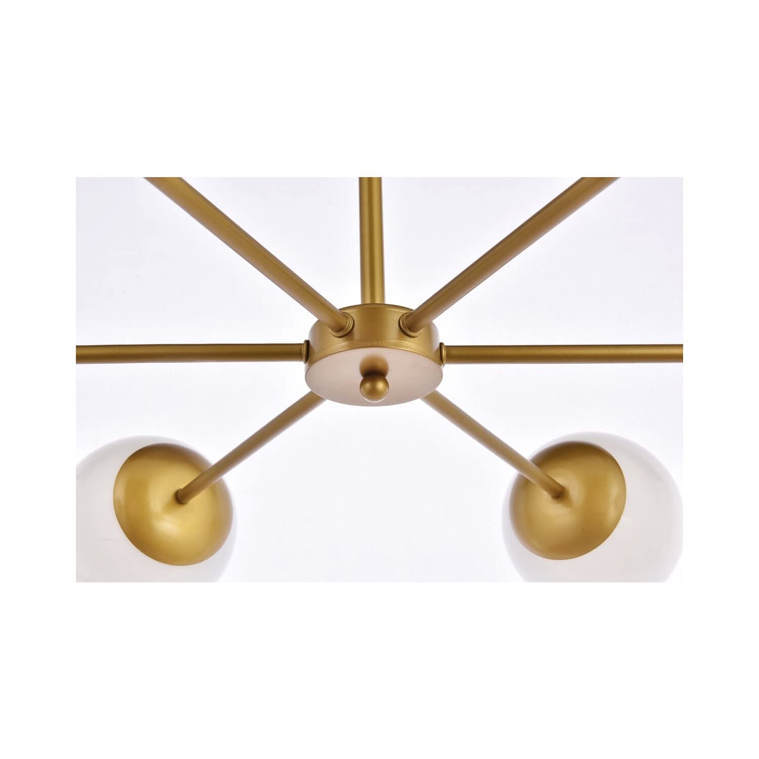 Living District Briggs 6-Light Mid-Century Metal Pendant in Brass and White