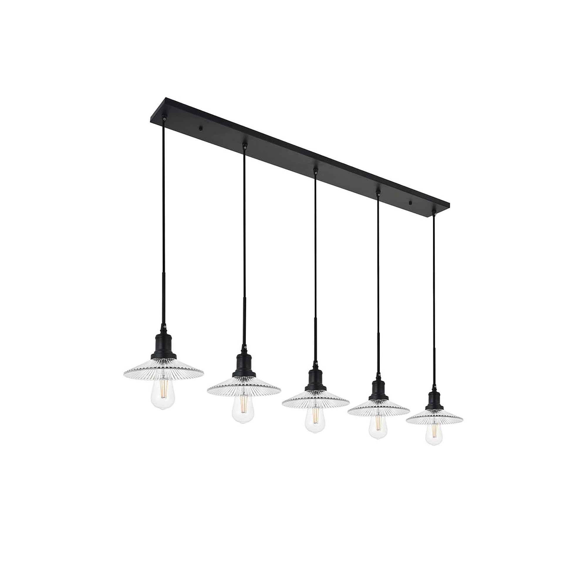 Elegant Lighting Modern Black 5-Light Ceiling Pendant, Indoor Decorative Fixture, 49&quot;L X 9&quot;W