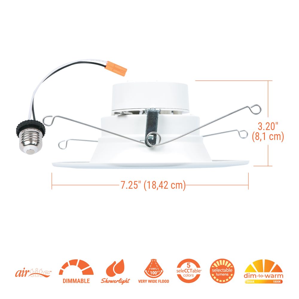 HALO LED Recessed Lighting Retrofit Trim, 5/6-Inch, Selectable Lumens & Color Temp, Model RL56LS9FSD2W1EWH, 5 Color