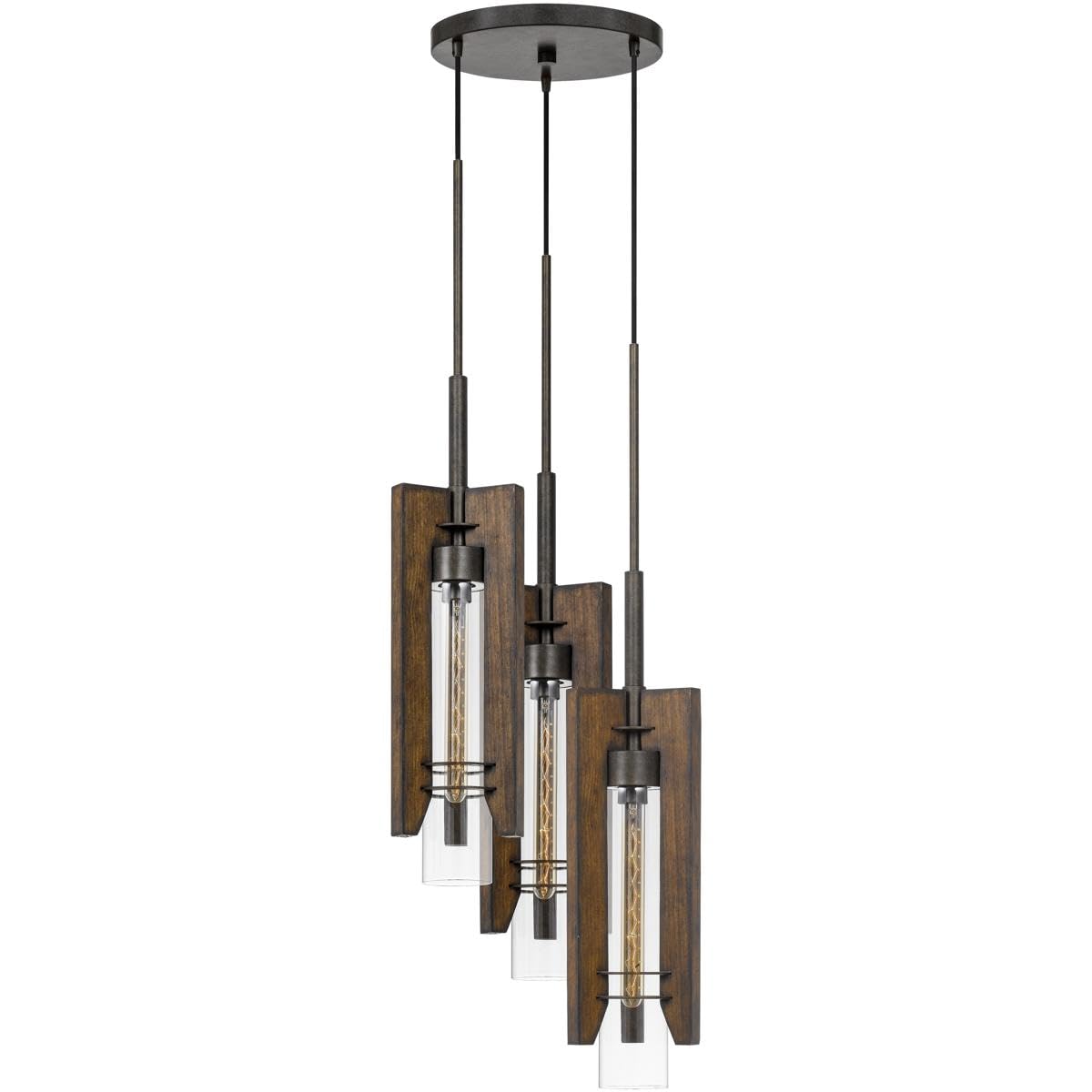 Cal Lighting FX-3690-3 Restoration Three Light Pendant from Almeria Collection in Bronze/Dark Finish, 14.40 inches