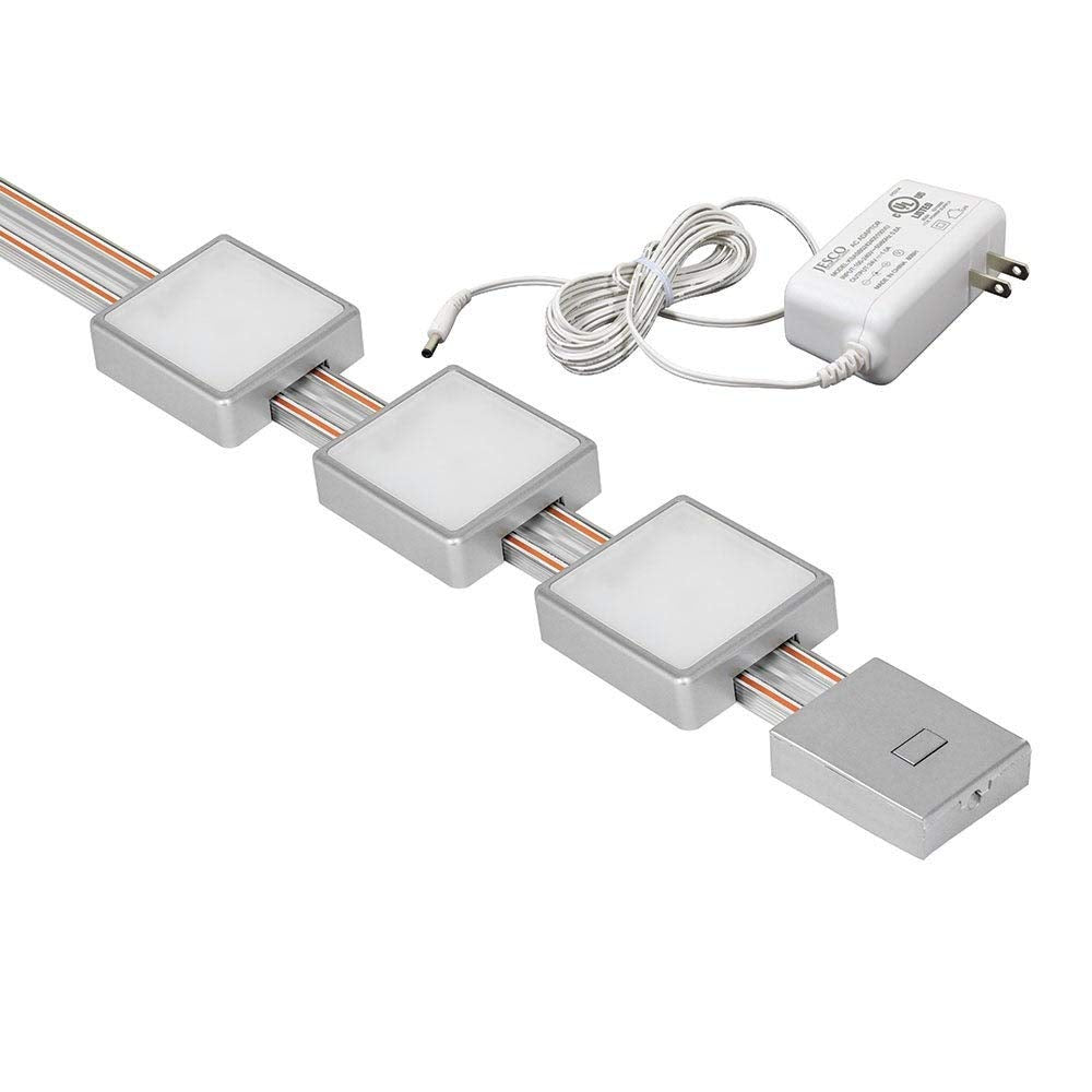 Jesco Lighting Kit-Rz-T12-Sq2-30-Sv Radianz 2-Light Dimmable Square Led Track Lighting Kit, Silver, 12&quot;