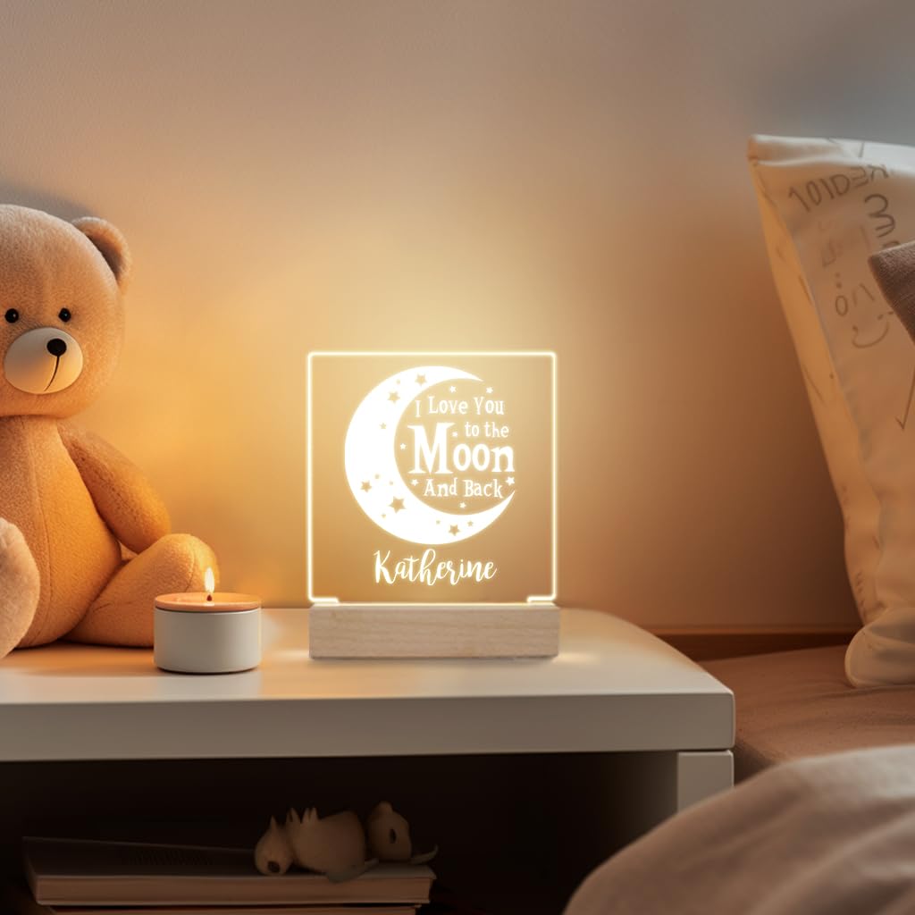 Personalized Night Light For Kids Girls Boys Customized Gifts For Baby Nursery Bedroom Decor Moon