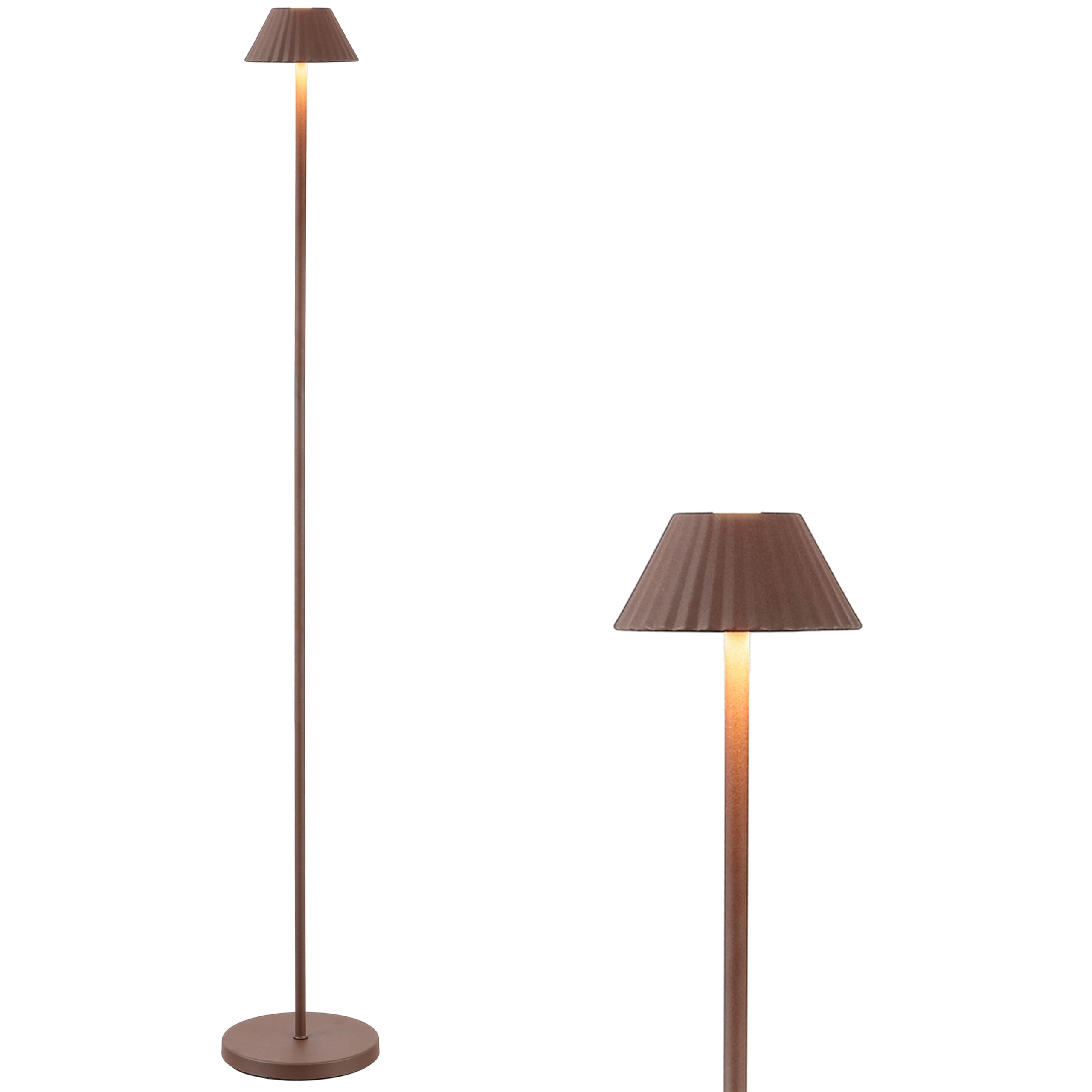 JONATHAN Y 44 Brown Modern Rechargeable Cordless LED Floor Lamp for Patio, Dimmable Minimalist Indoor Outdoor Standing Light, Pl