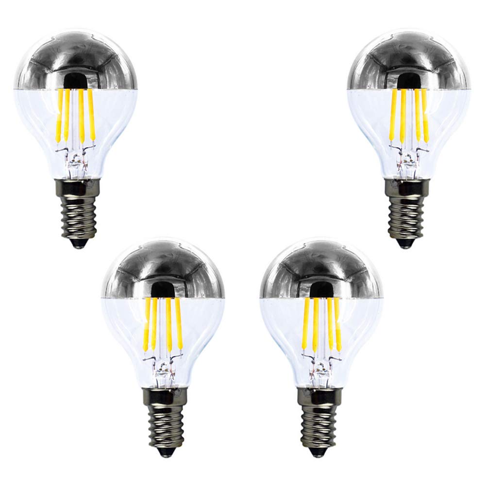 Maotopcom 4 Pack Dimmable G45 Edison Led Bulbs, Silver Tipped Vintage, 2700K Warm White