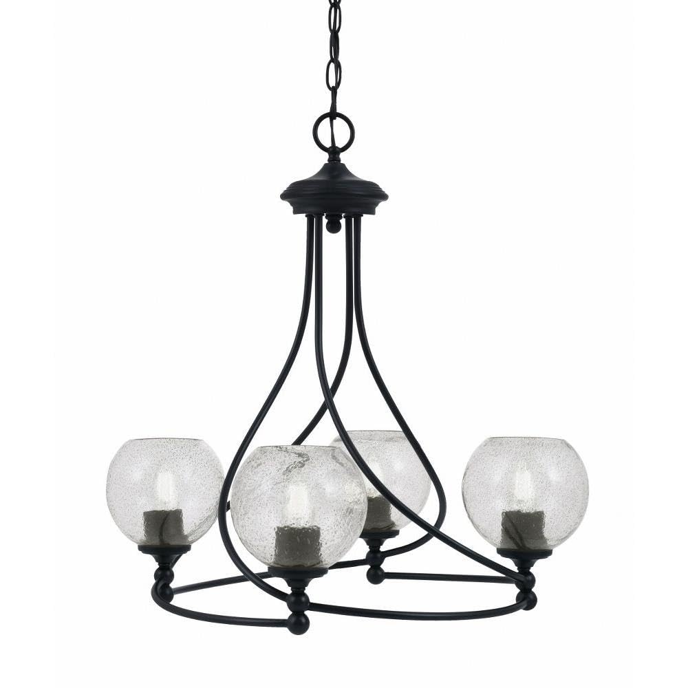 Toltec Lighting 904-MB-4102 Capri - 4 Light Uplight Chandelier-22.75 Inches Tall and 23.25 Inches Wide, Finish Color: Matte Black, Glass Color: Smoke Bubble