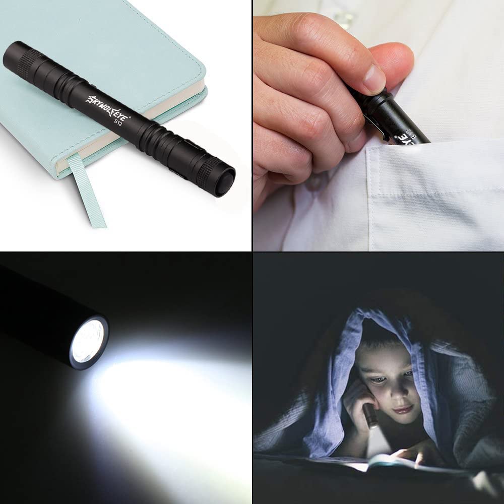 Cussity 2PCS LED Pen Light Flashlight, Ultra Bright Aluminum, Model B12, 2pcs #013-A