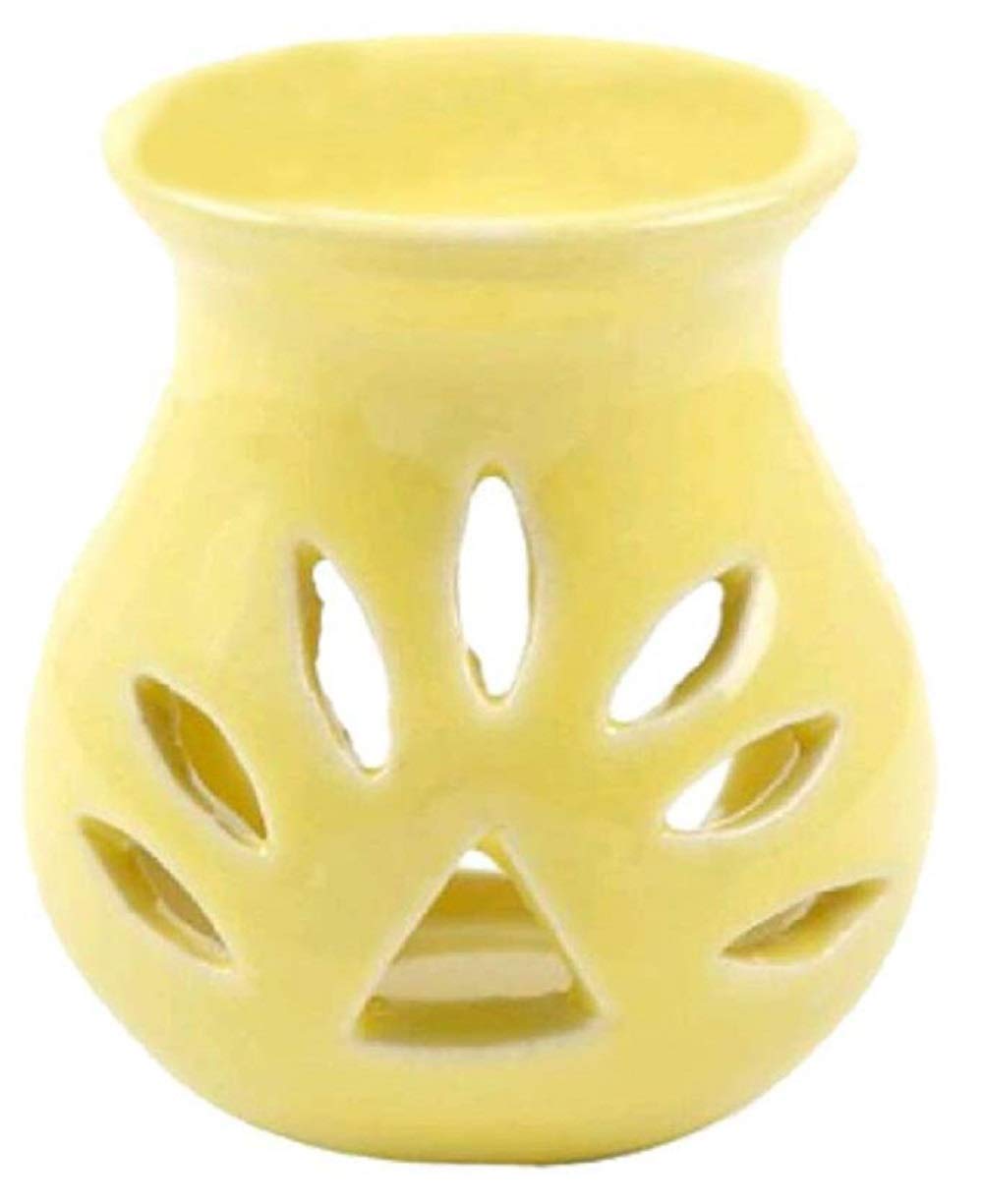 RTWARE Ceramic Clay Candle Operated Aroma Burner Oil Diffuser for Home Fragrance (Yellow)