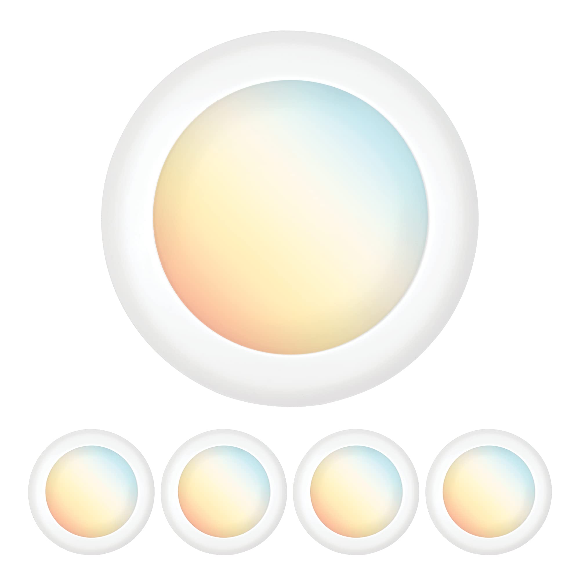 Parmida (4 Pack) 5/6 Inch Dimmable 3Cct Led Disk Lights, 15W Surface Mount Recessed Ceiling Lighting, 3 Color Selectable 3000K/4