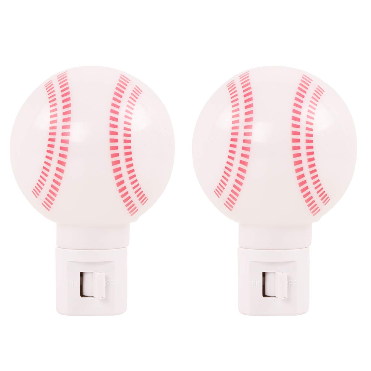Omeet 2 Pack Warm White - Upgraded Version LED Plug-in Night Light for Kids - Baseball Shaped Lamp Take Good Care Children Sleep