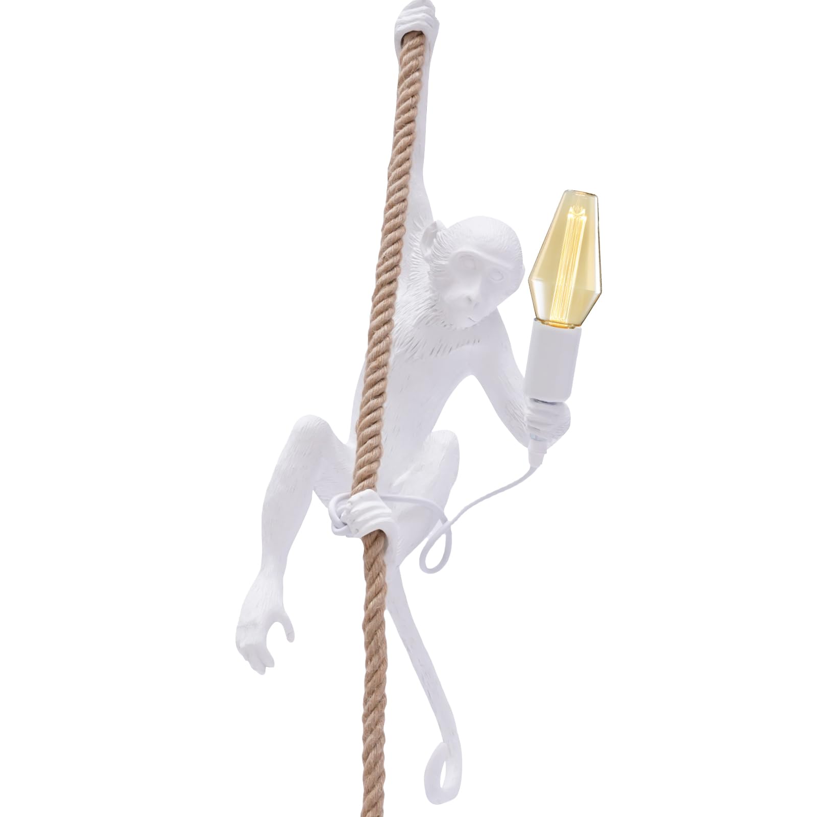HuaShuani Vintage Monkey Chandelier, Retro Resin Hemp Rope Monkey Pendant Light Fixture, Hanging Ceiling Lamp E26 for Dining Liv