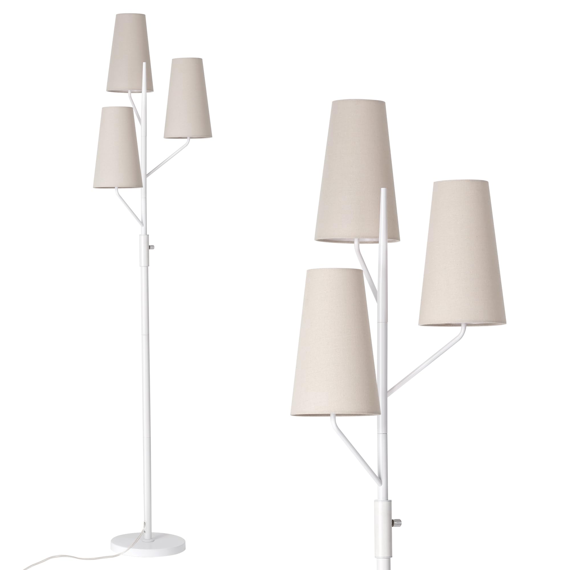 SRJJA Industrial Floor Lamp for Living Room, 70 Tall 3-Light Tree Standing Lamp with White Pole, Farmhouse Rustic Reading Floor 