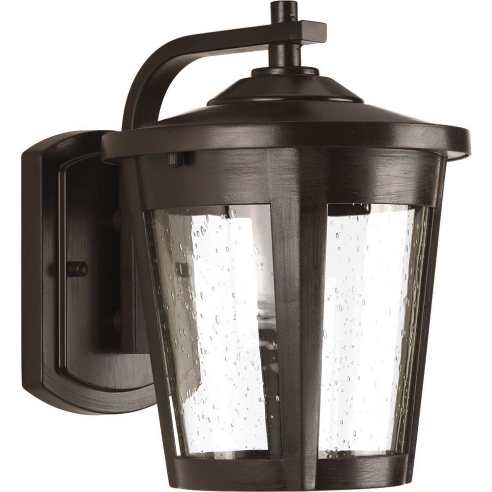 Progress Lighting East Haven Led Collection 1-Light Clear Seeded Glass Transitional Outdoor Medium Wall Lantern Light Antique Bronze