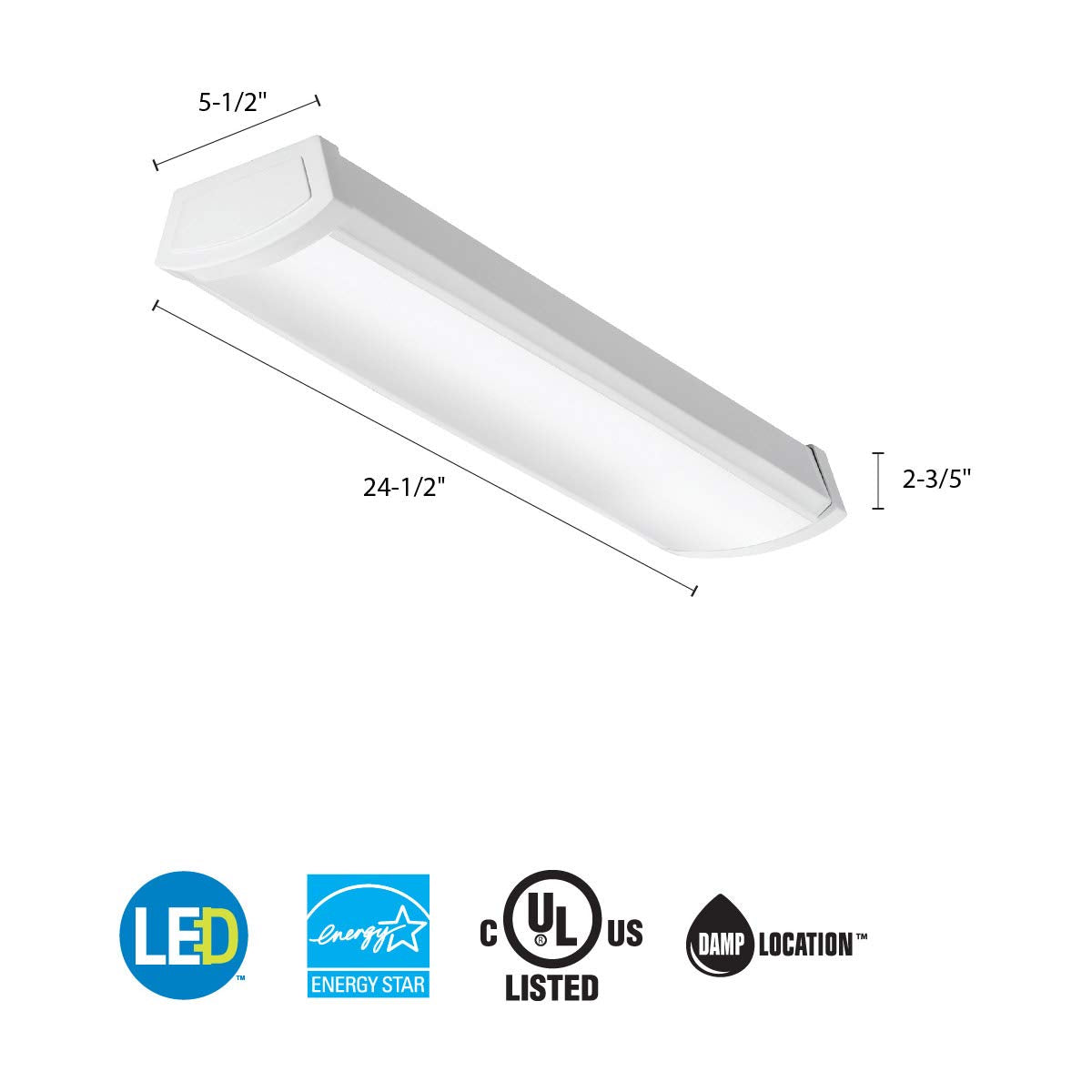 Lithonia Lighting 2 Foot Led Light Fixture, Low-Profile Led Wraparound Ceiling Light, Flush Mount, 4000K Cool White Light, 120V,