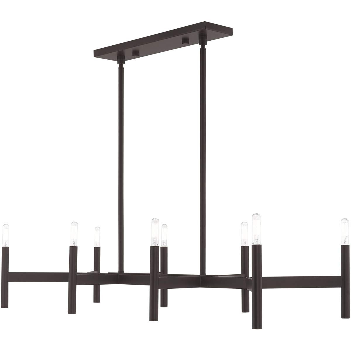 Livex Lighting 51178-07 Copenhagen - Eight Light Linear Chandelier, Bronze Finish