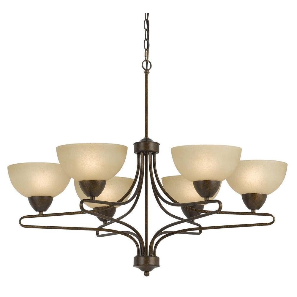 Cal Lighting FX-3529/6 Transitional Six Light Chandelier from Romano Collection in Bronze/Dark Finish, 33.00 inches