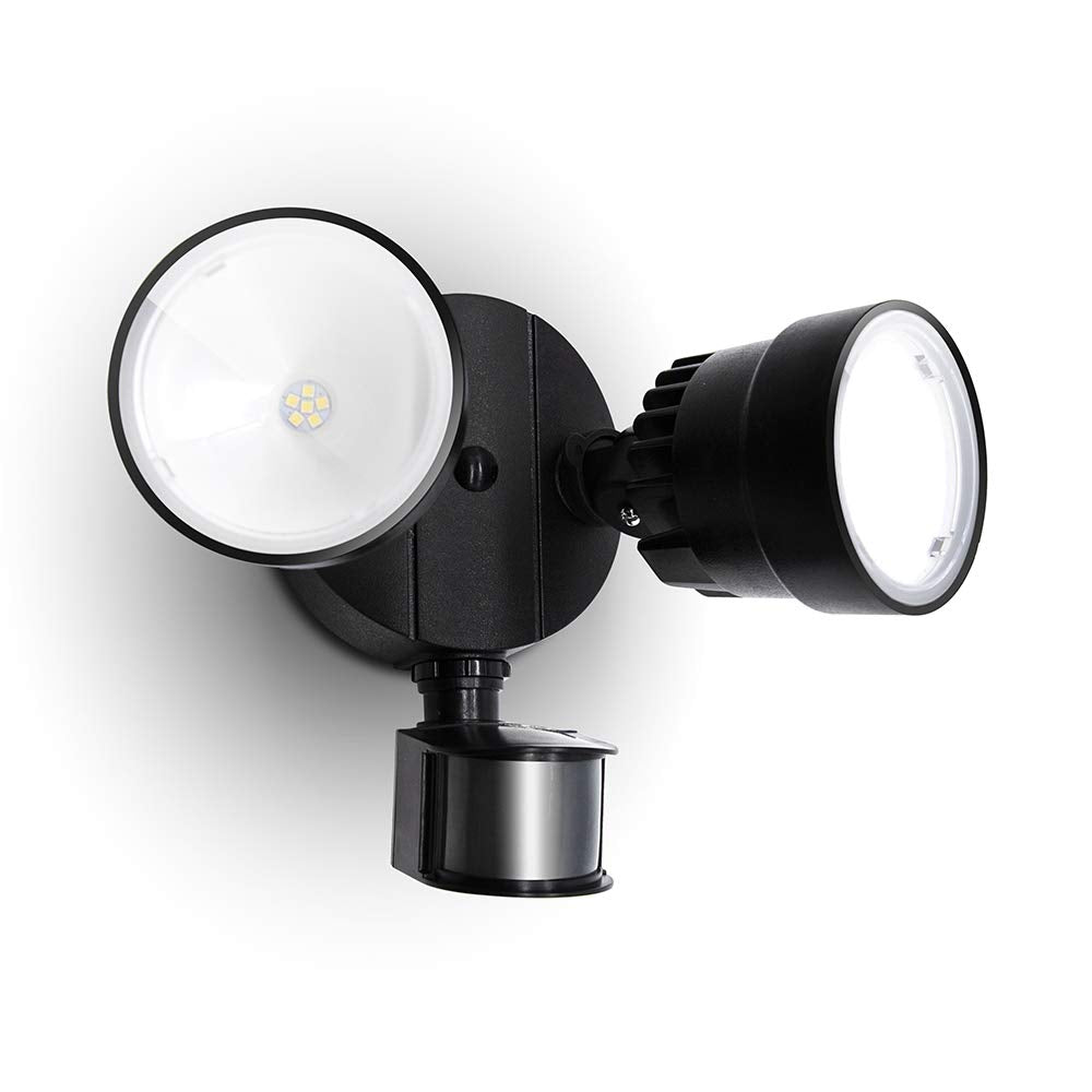 LUTEC Dual-Head Motion Activated Floodlight 2000 Lumen 18W LED 1 Pack Black