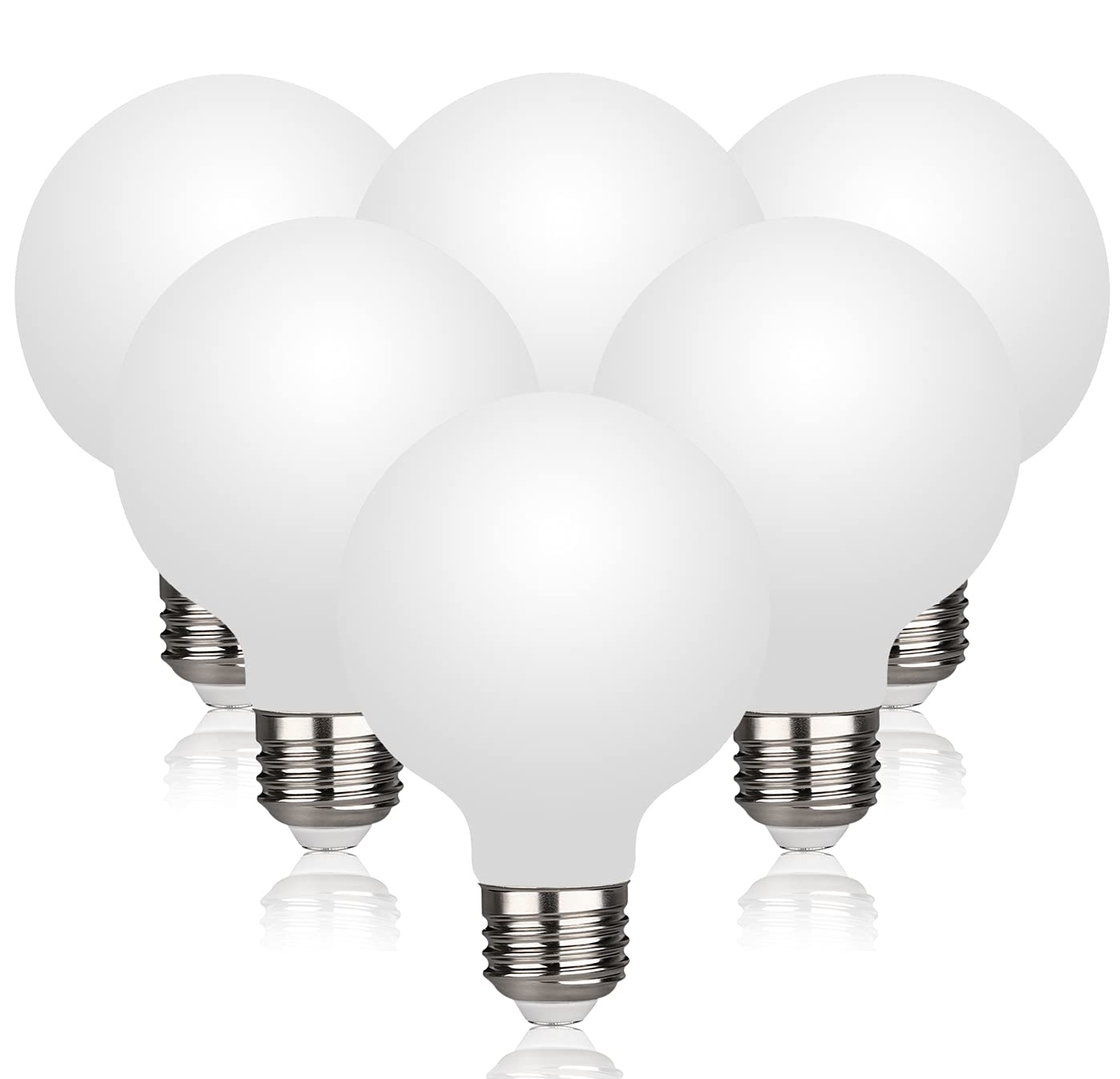 6 Pack G25(G80) Globe Led Light Bulbs, 5W Dimmable 40 Watt Equivalent Led Edison Bulbs, Warm White 2700K, 500Lm, E26 Base, Milky
