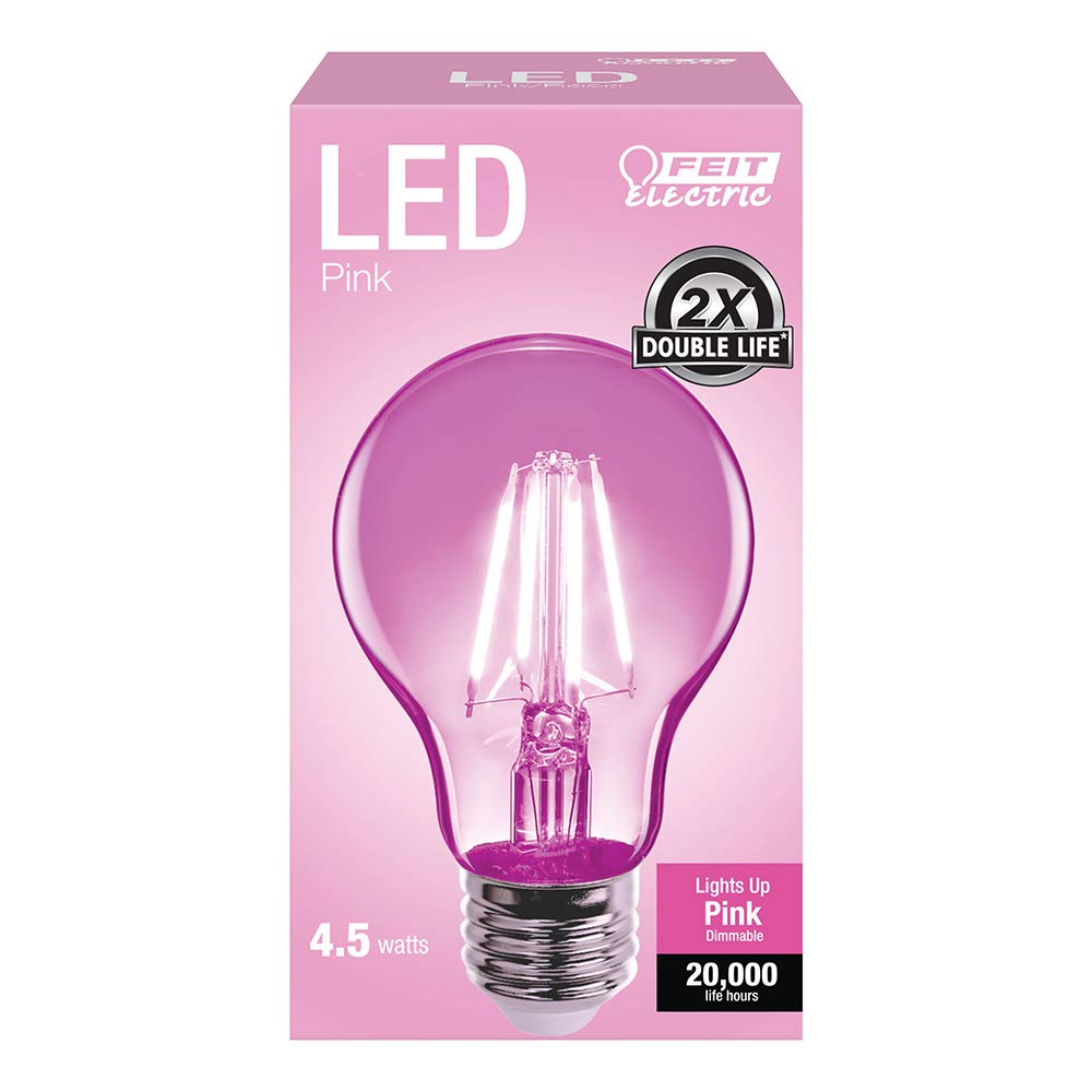 Feit Electric Pink A19 LED Bulb, 30W Equivalent, Medium E26 Base, Copper Material, 1 Pack