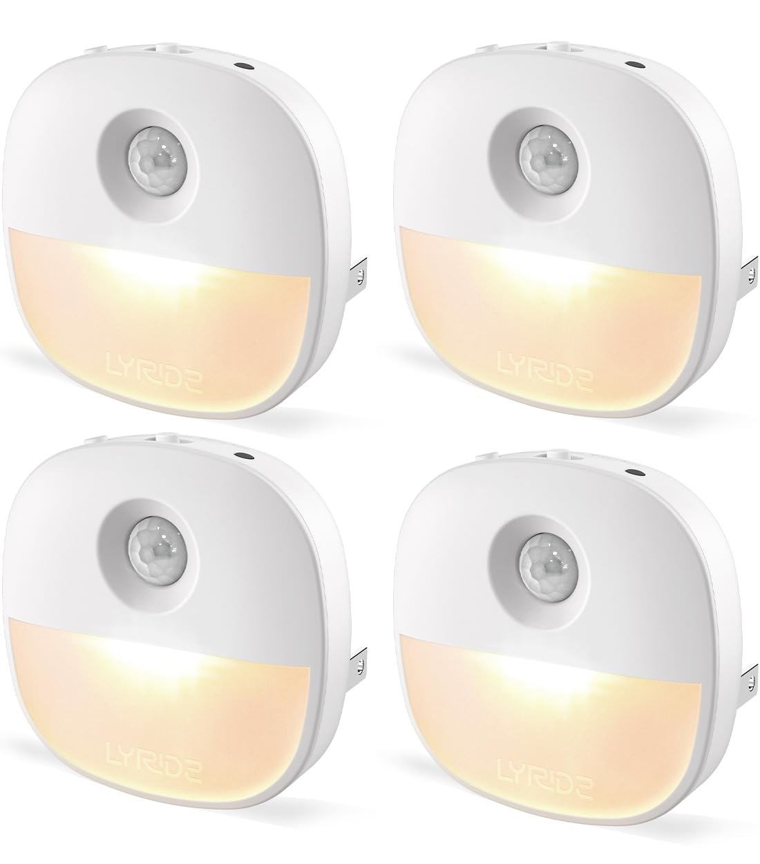 Lyridz Motion Sensor Night Light Indoor, Plug in Night Light with Dusk to Dawn Sensor, 1-50 lm Dimmable LED Night Lights Plug Into Wall for Stairs, Garage, Bathroom, Hallway, Toilet, (4 Pack)
