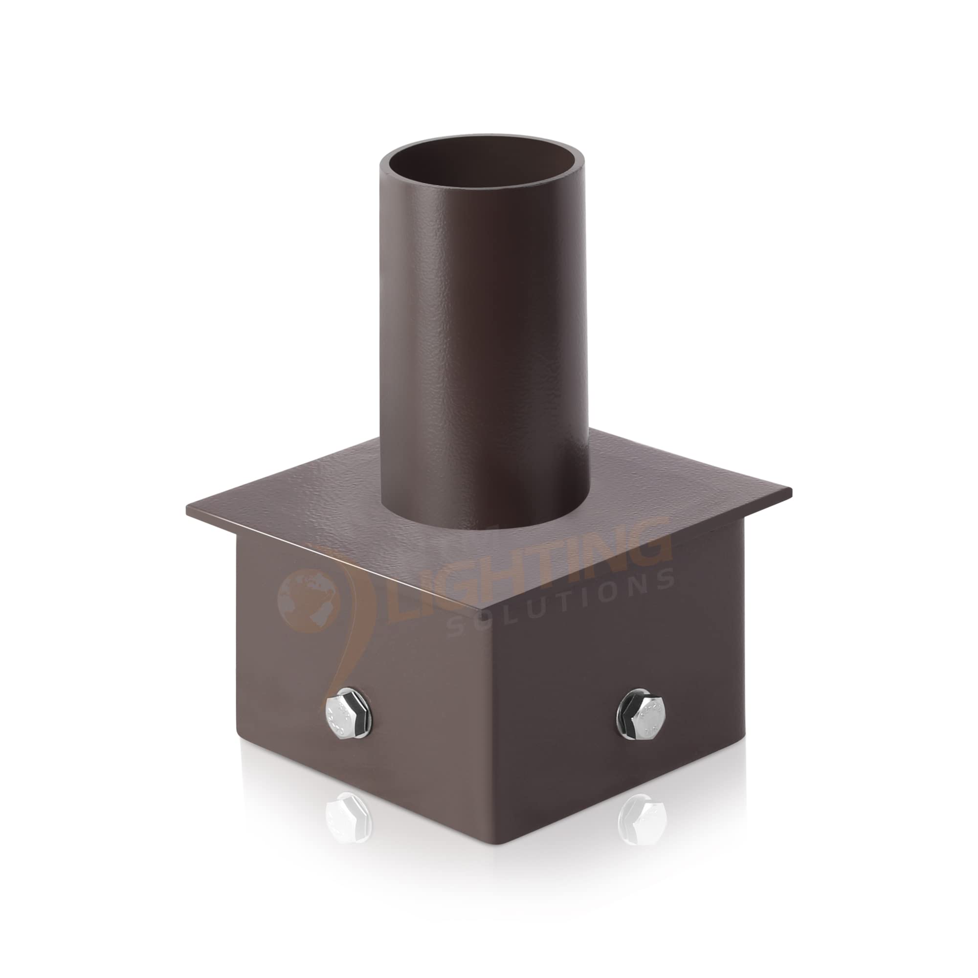 5in Square Pole Bracket Tenon Adaptor with 2-3/8in Single Vertical Tenon for Slip Fitter Mount Outdoor Street Light, Parking Lot