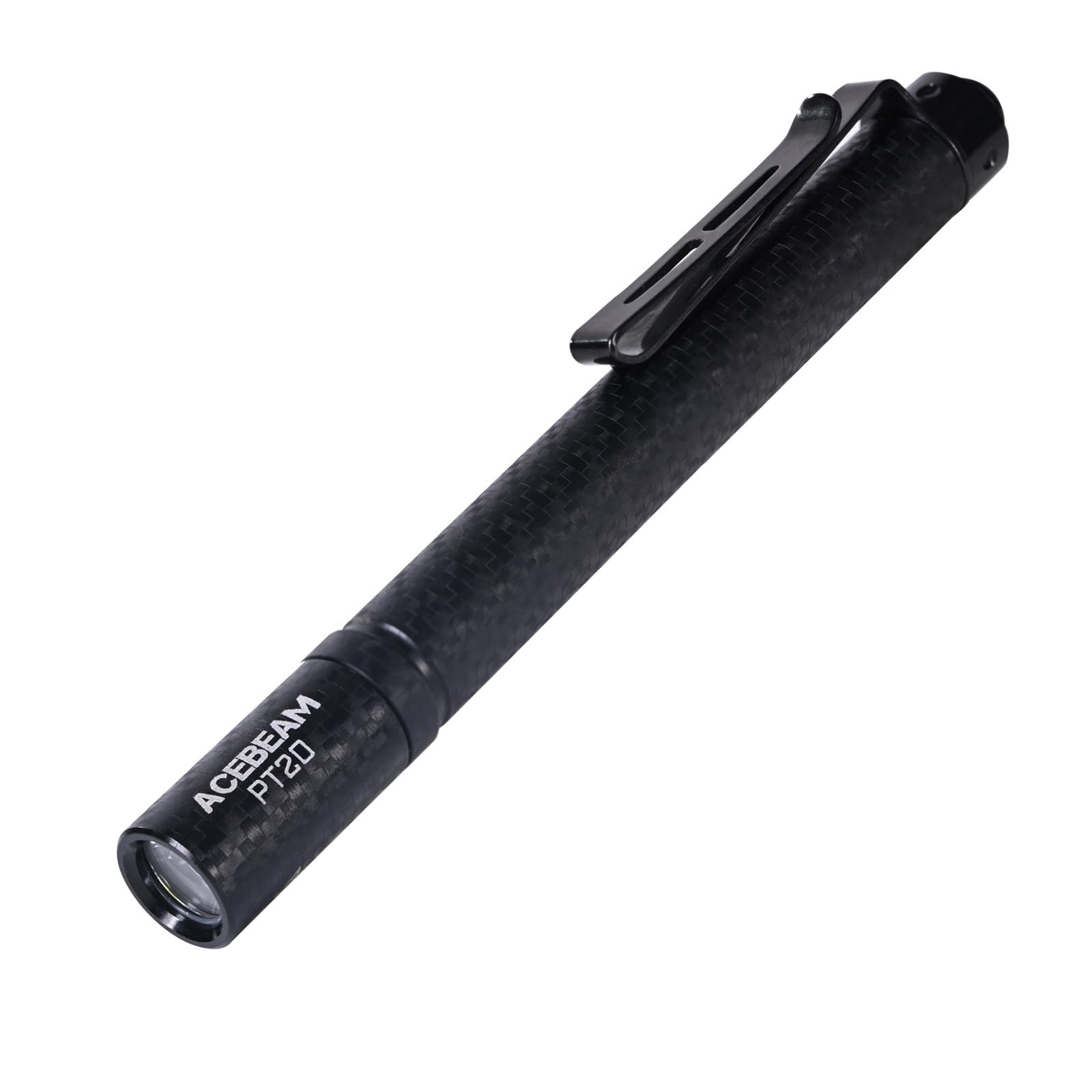 ACEBEAM PT20 EDC Flashlight, 500 Lumens, Rechargeable, Aluminum, Carbon Fiber Black, Compact Pocket Size, Model PT20-Carbon Fiber Black