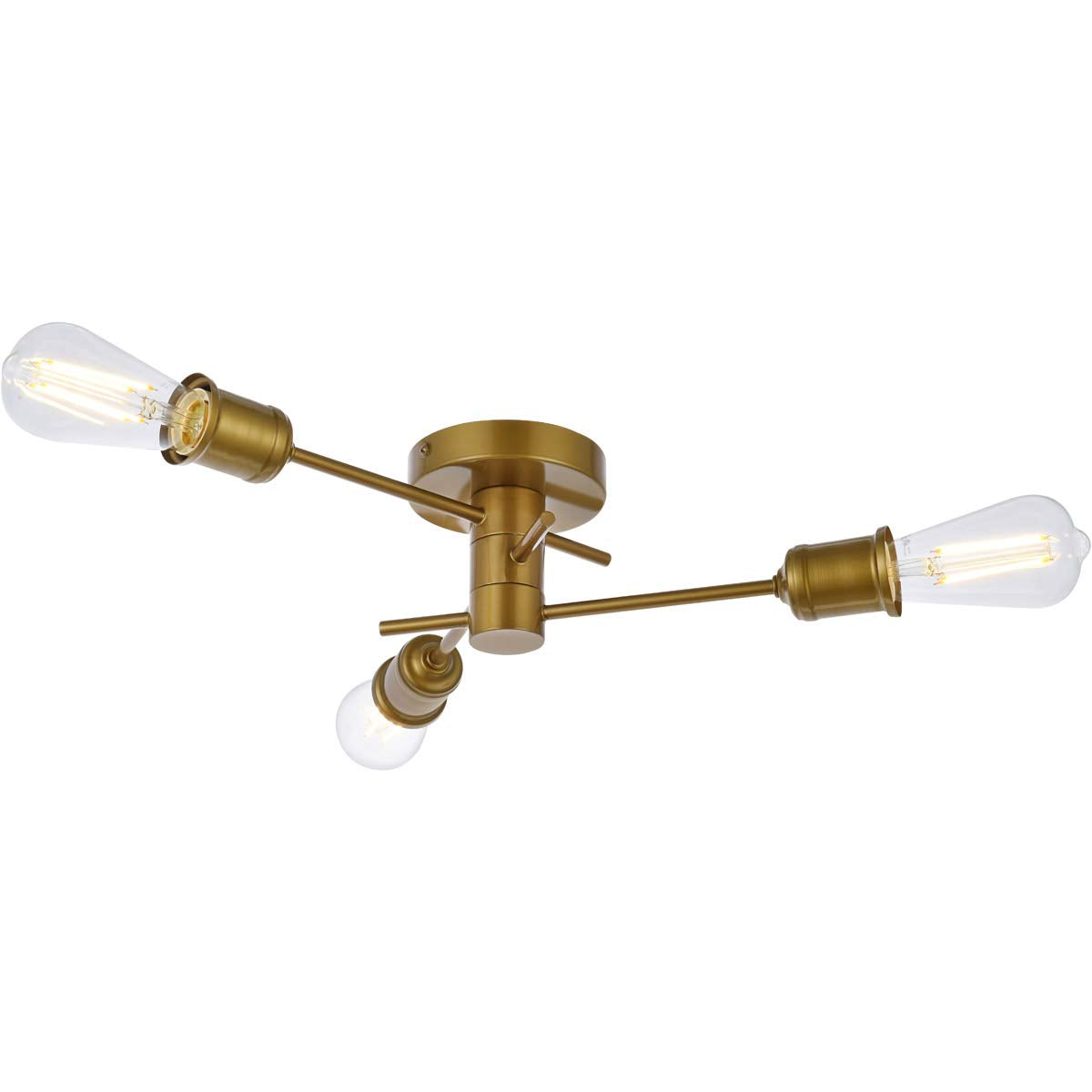 Living District Xavier 3-Light Mid-Century Metal Flush Mount in Brass